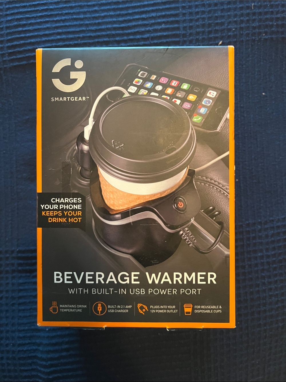Beverage Warmer with Built-In USB Power Port - Black